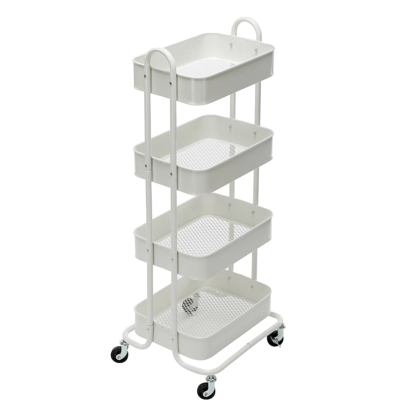 4-Tier Metal Utility Cart with Wheels Storage Shelves Organizer - 17.7x13.7x42.9
