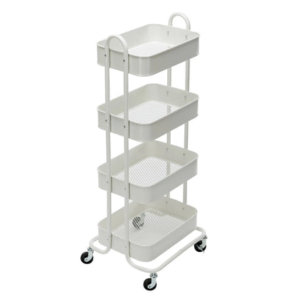4-Tier Metal Utility Cart with Wheels Storage Shelves Organizer - 17.7x13.7x42.9