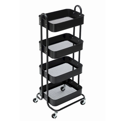 4-Tier Metal Utility Cart with Wheels Storage Shelves Organizer - 17.7x13.7x42.9