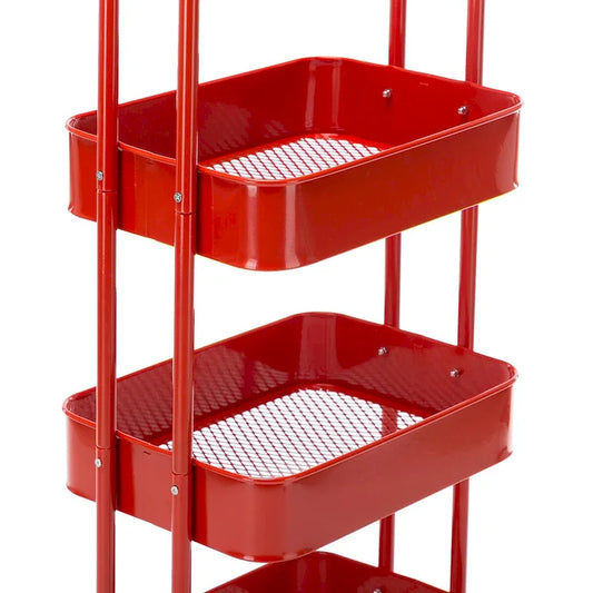 4-Tier Metal Utility Cart with Wheels Storage Shelves Organizer - 17.7x13.7x42.9