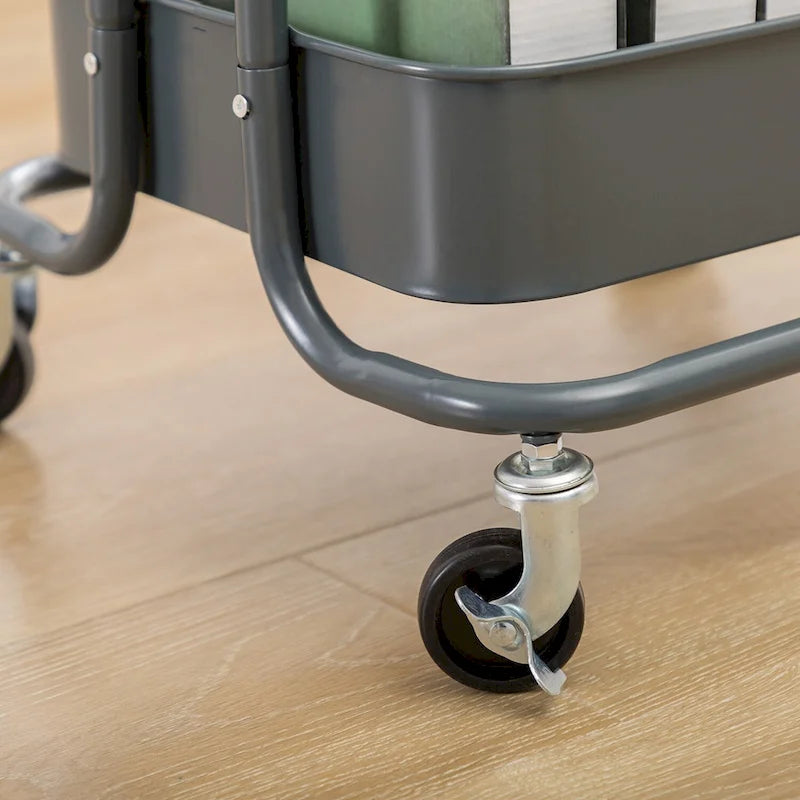 4-Tier Metal Utility Cart with Wheels Storage Shelves Organizer - 17.7x13.7x42.9