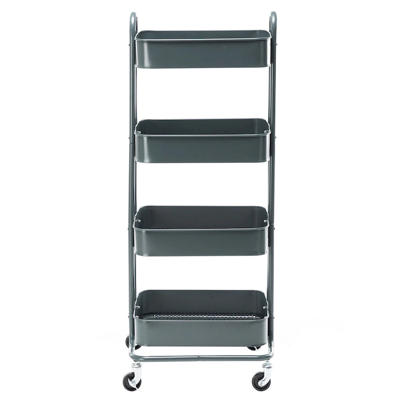 4-Tier Metal Utility Cart with Wheels Storage Shelves Organizer - 17.7x13.7x42.9