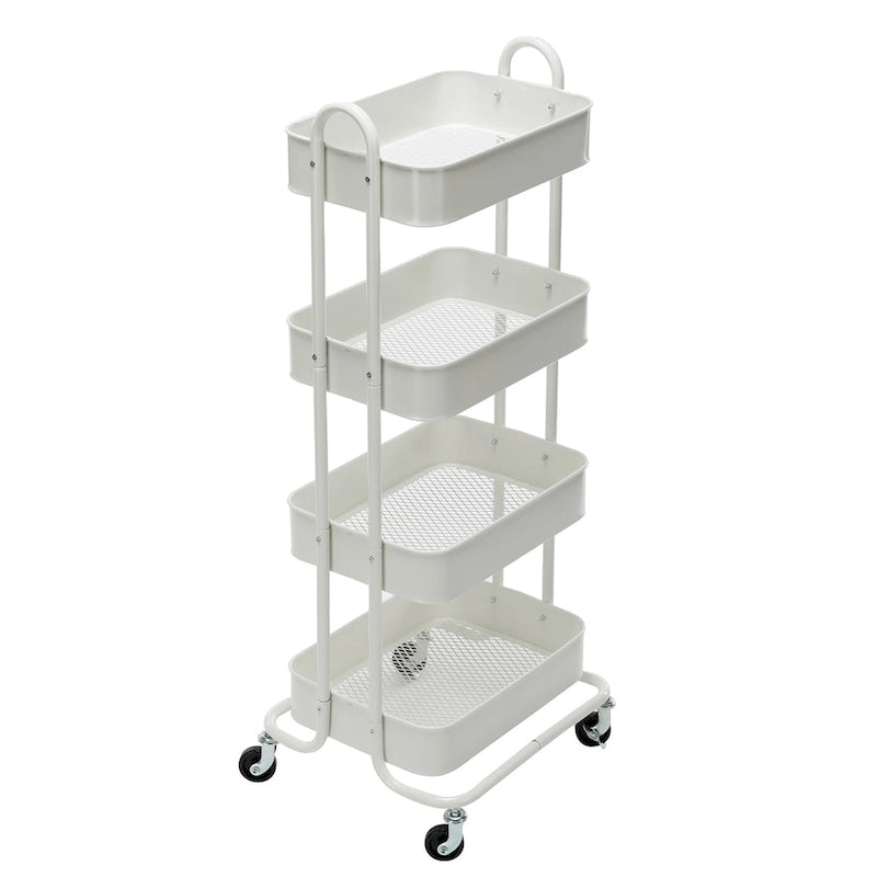 4-Tier Metal Utility Cart with Wheels Storage Shelves Organizer - 17.7x13.7x42.9