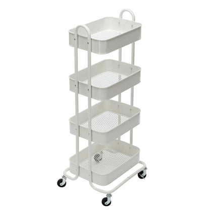 4-Tier Metal Utility Cart with Wheels Storage Shelves Organizer - 17.7x13.7x42.9