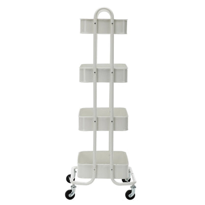 4-Tier Metal Utility Cart with Wheels Storage Shelves Organizer - 17.7x13.7x42.9