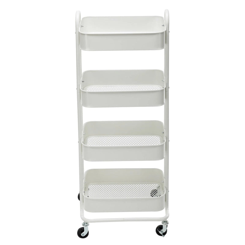 4-Tier Metal Utility Cart with Wheels Storage Shelves Organizer - 17.7x13.7x42.9