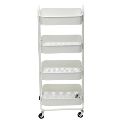 4-Tier Metal Utility Cart with Wheels Storage Shelves Organizer - 17.7x13.7x42.9