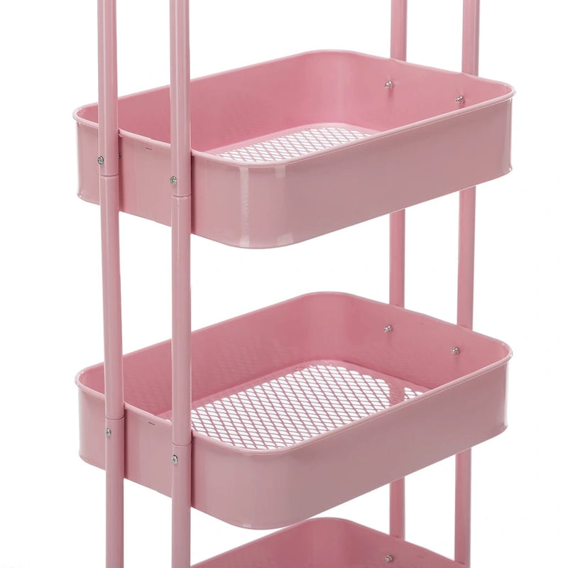 4-Tier Metal Utility Cart with Wheels Storage Shelves Organizer - 17.7x13.7x42.9