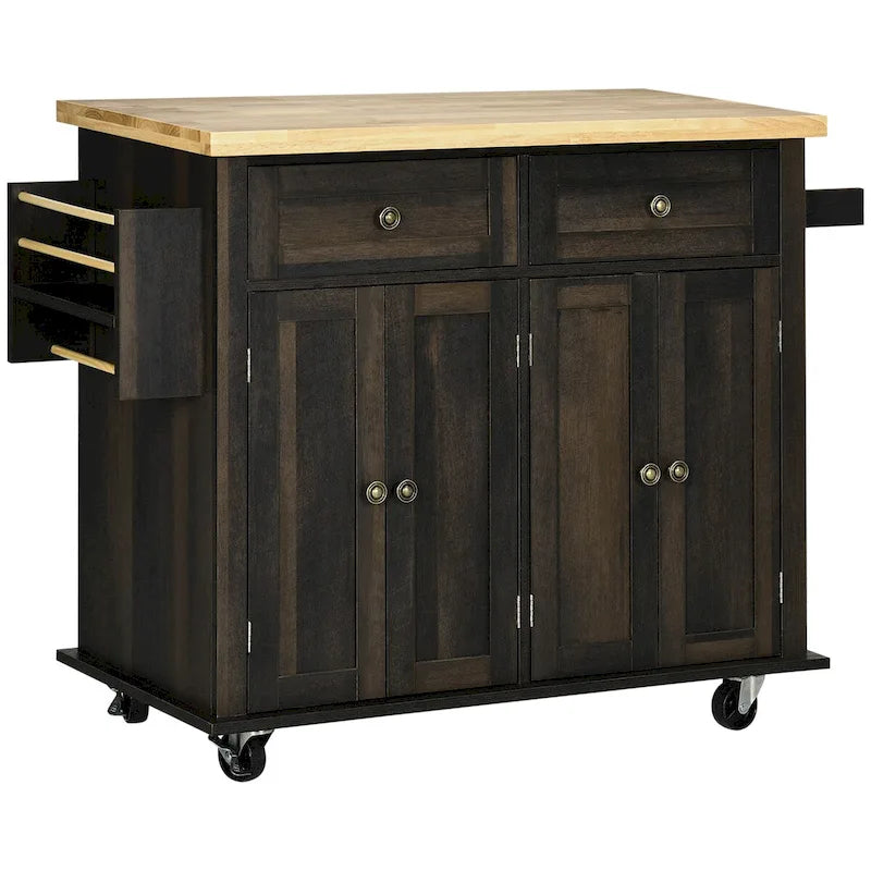 2024 NEW Modern Rolling Kitchen Island Cart with Spice Rack
