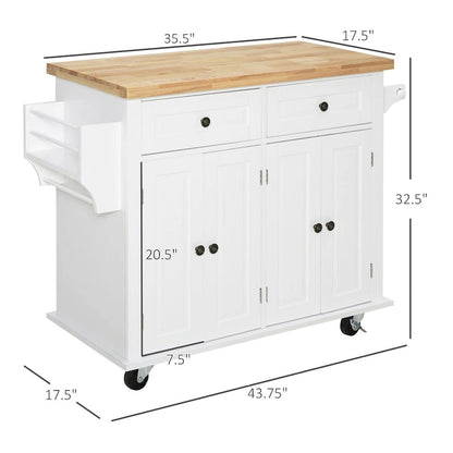 2024 NEW Modern Rolling Kitchen Island Cart with Spice Rack