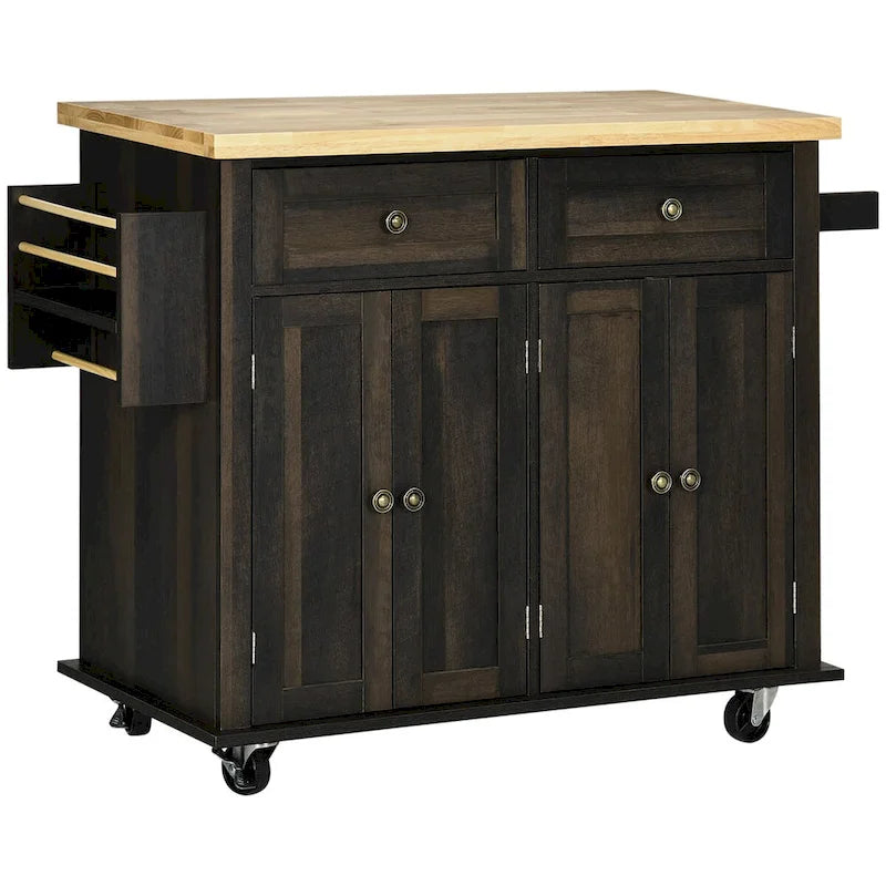 2024 NEW Modern Rolling Kitchen Island Cart with Spice Rack