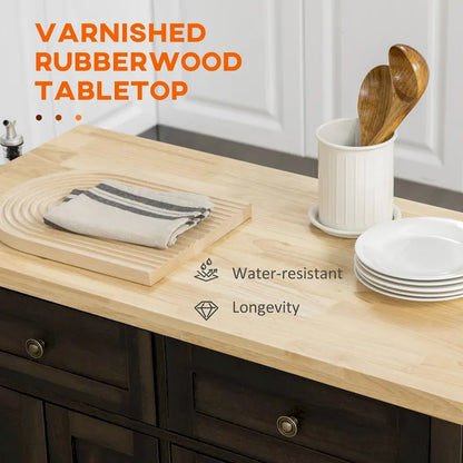 2024 NEW Modern Rolling Kitchen Island Cart with Spice Rack