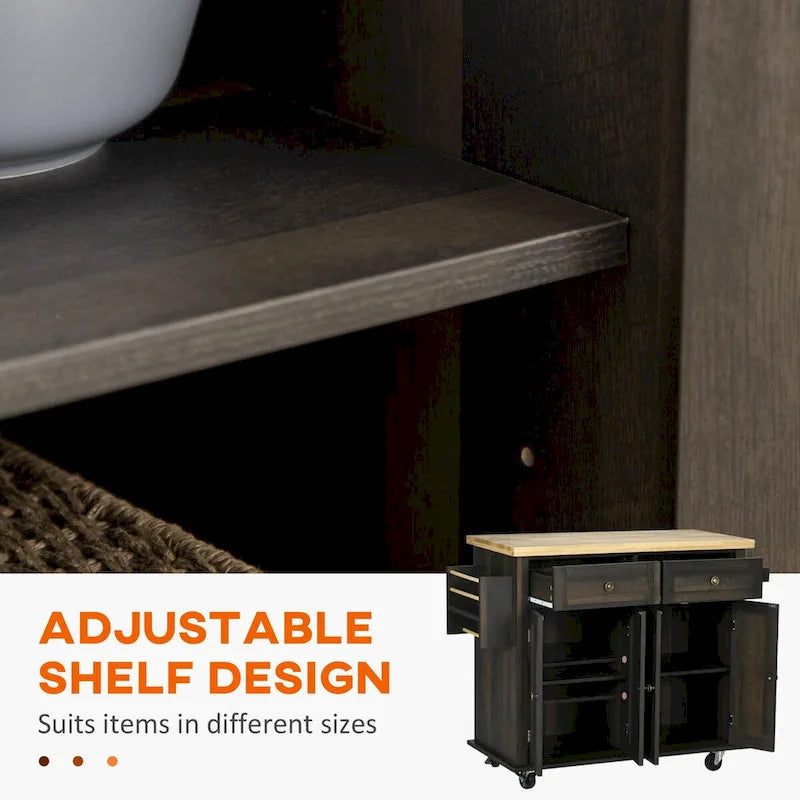 2024 NEW Modern Rolling Kitchen Island Cart with Spice Rack