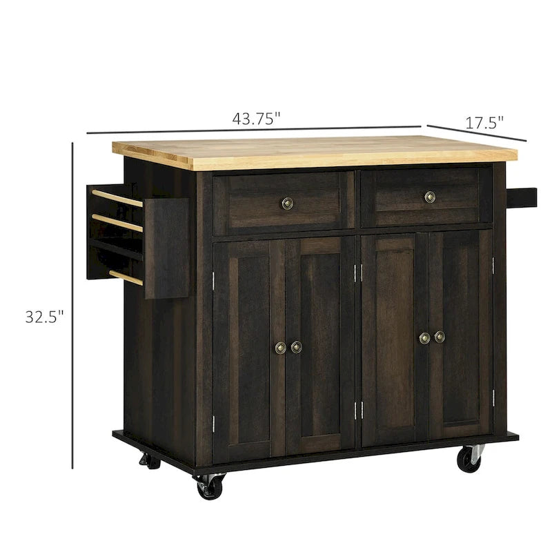 2024 NEW Modern Rolling Kitchen Island Cart with Spice Rack