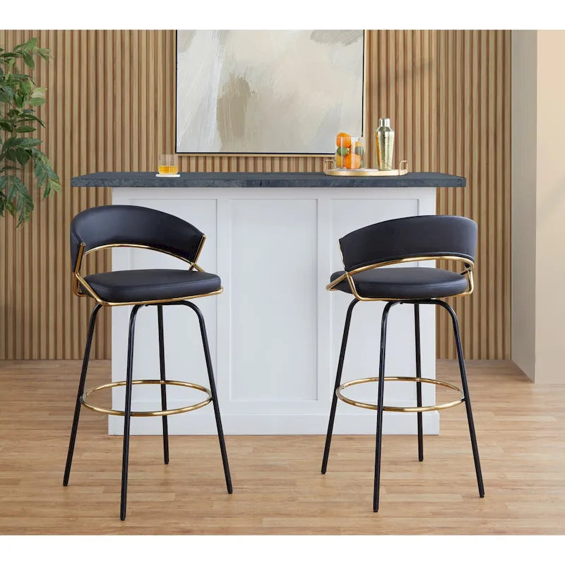 Silver Orchid Tatyana 30 Fixed-Height Bar Stool with Metal Legs (Set of 2)