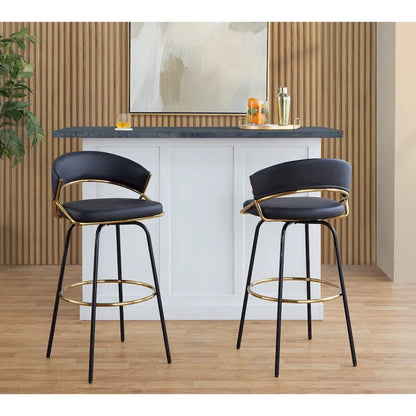 Silver Orchid Tatyana 30 Fixed-Height Bar Stool with Metal Legs (Set of 2)