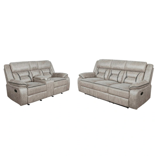 PU Manual Motion Sofa Set in Taupe Finish