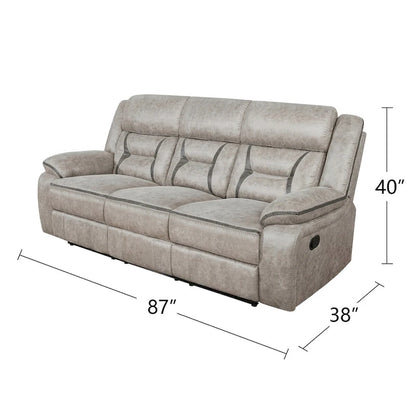 PU Manual Motion Sofa Set in Taupe Finish