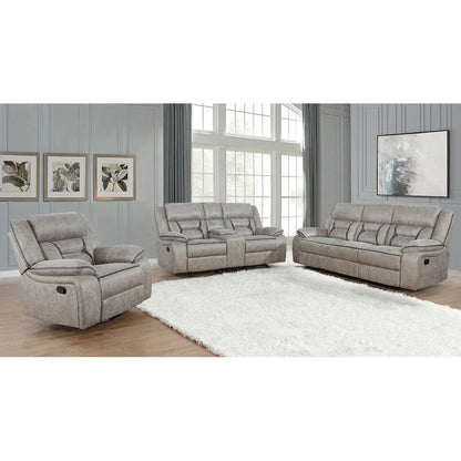 PU Manual Motion Sofa Set in Taupe Finish
