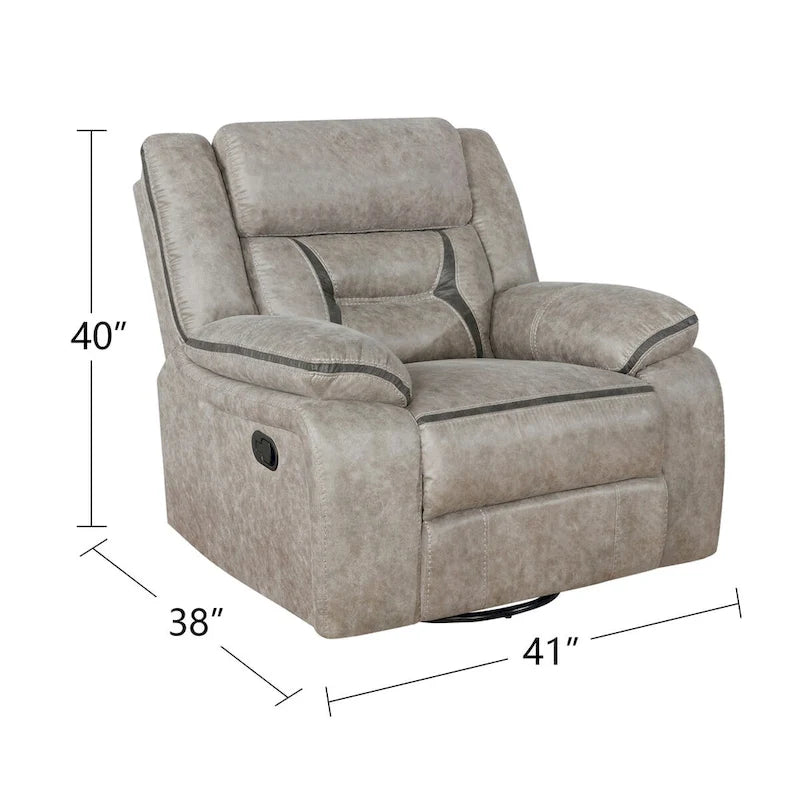 PU Manual Motion Sofa Set in Taupe Finish