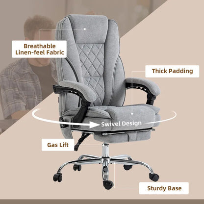 Massage Office Chair with 6 Vibration Points, Heated Reclining Computer Chair,Swivel Chair with Adjustable Height and Footrest