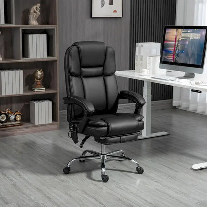 Massage Office Chair with 6 Vibration Points, Heated Reclining Computer Chair,Swivel Chair with Adjustable Height and Footrest