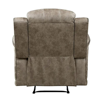 Bento 38 Inch Manual Recliner Chair, Tab Pull, Sandy Brown Microfiber
