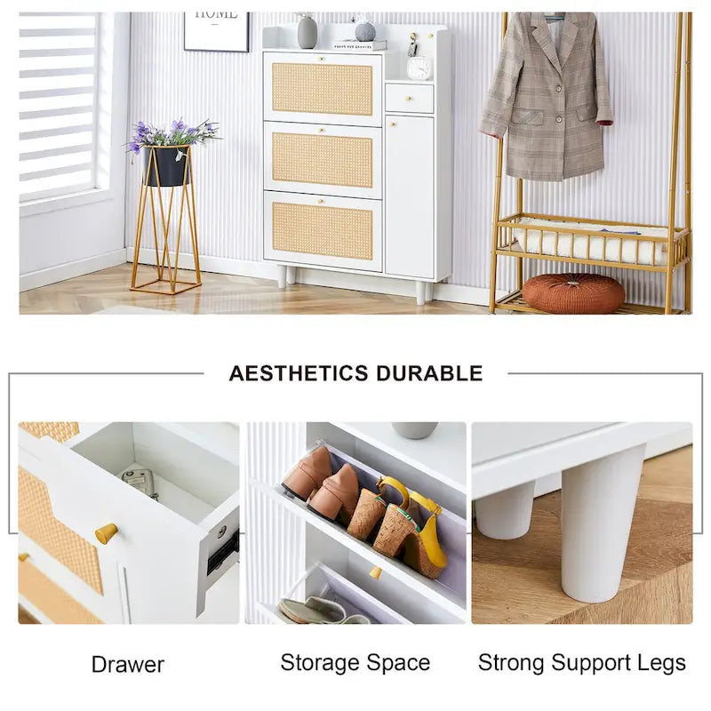 Modern minimalist storage Japanese rattan shoe bed top cabinet small home furniture Suitable for corridors and living rooms