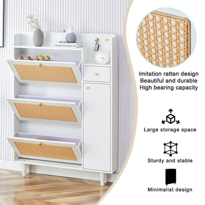Modern minimalist storage Japanese rattan shoe bed top cabinet small home furniture Suitable for corridors and living rooms