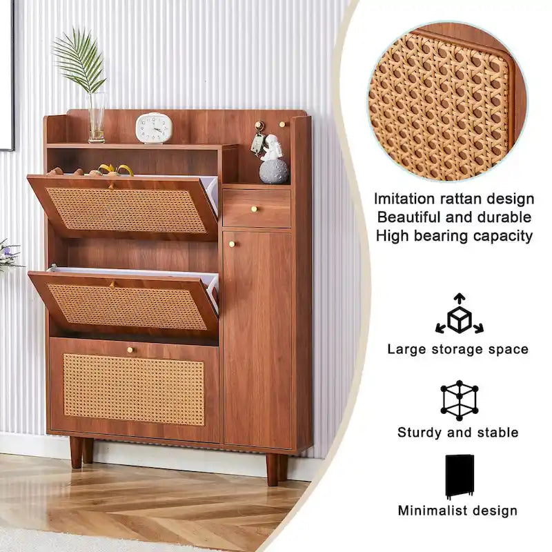 Modern minimalist storage Japanese rattan shoe bed top cabinet small home furniture Suitable for corridors and living rooms