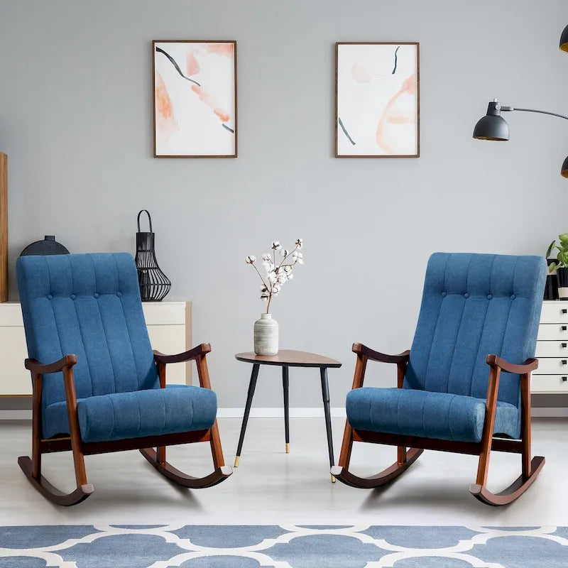 AVAWING Upholstered Rocking Chair ModernHighBackArmchair Set of 2