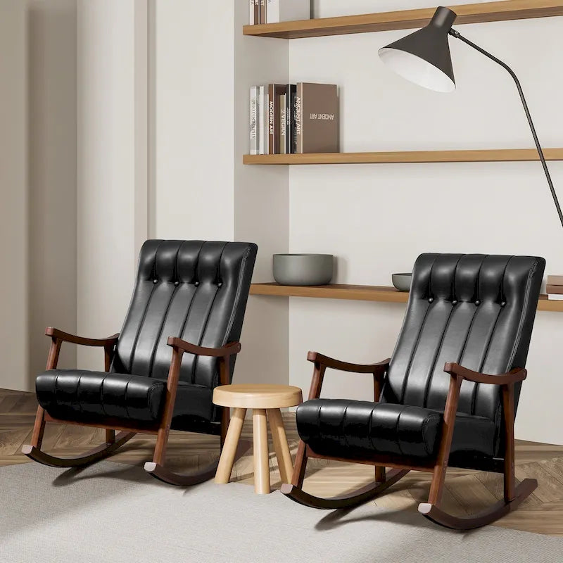 AVAWING Upholstered Rocking Chair ModernHighBackArmchair Set of 2