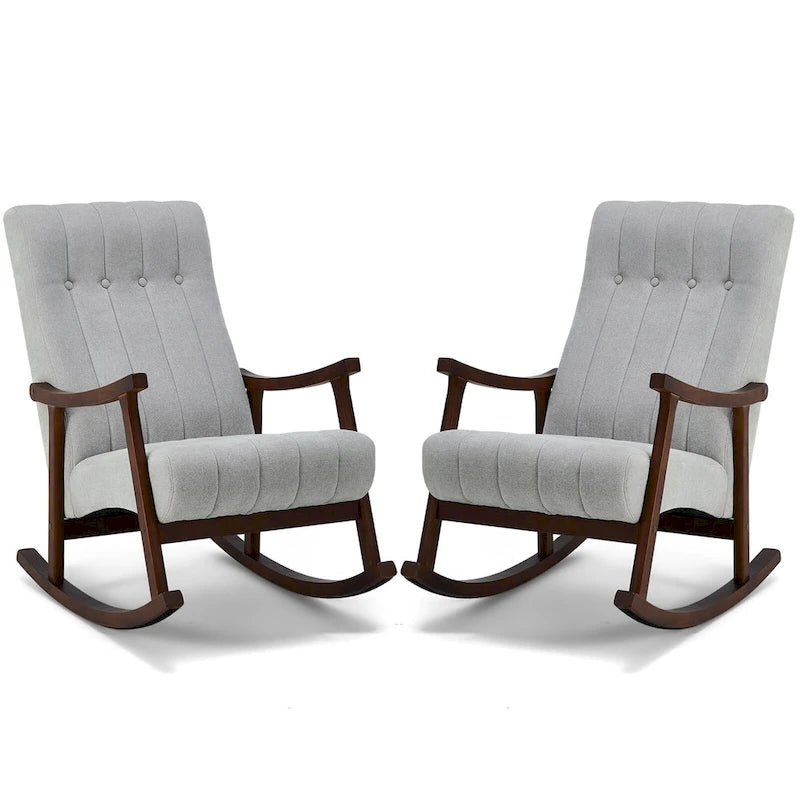 AVAWING Upholstered Rocking Chair ModernHighBackArmchair Set of 2