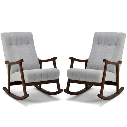 AVAWING Upholstered Rocking Chair ModernHighBackArmchair Set of 2