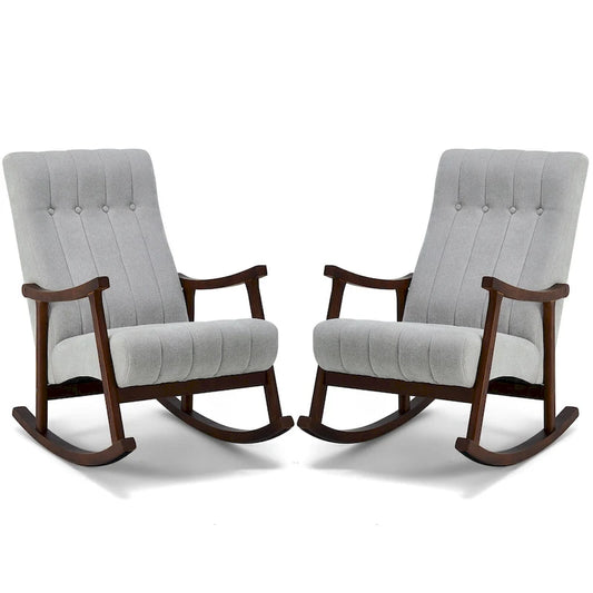 AVAWING Upholstered Rocking Chair ModernHighBackArmchair Set of 2