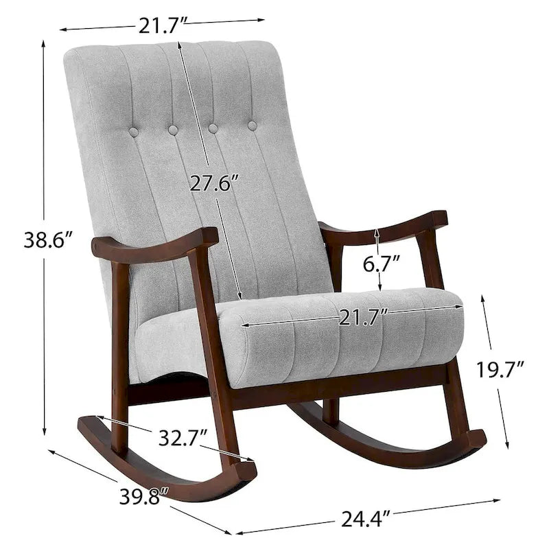 AVAWING Upholstered Rocking Chair ModernHighBackArmchair Set of 2