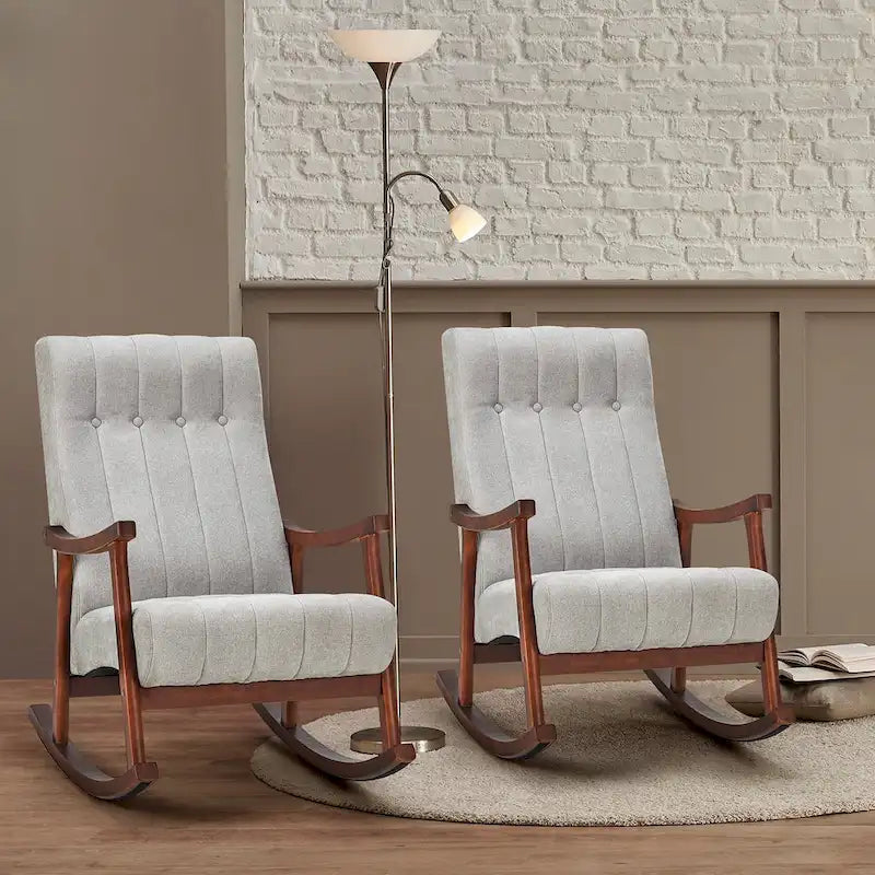 AVAWING Upholstered Rocking Chair ModernHighBackArmchair Set of 2