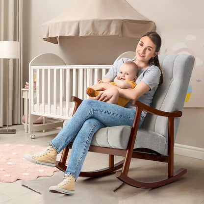 AVAWING Upholstered Rocking Chair ModernHighBackArmchair Set of 2