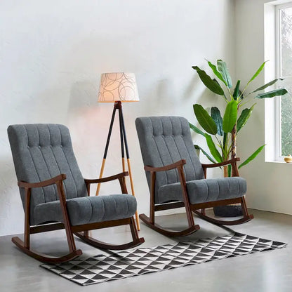 AVAWING Upholstered Rocking Chair ModernHighBackArmchair Set of 2
