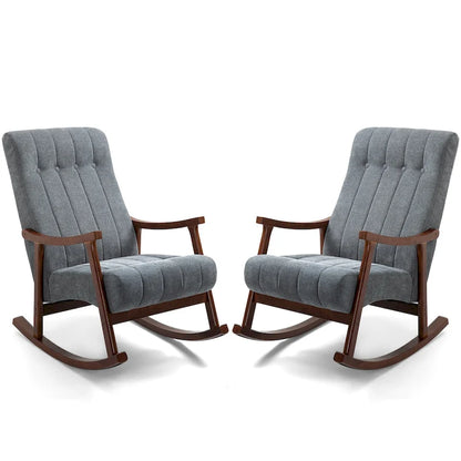 AVAWING Upholstered Rocking Chair ModernHighBackArmchair Set of 2