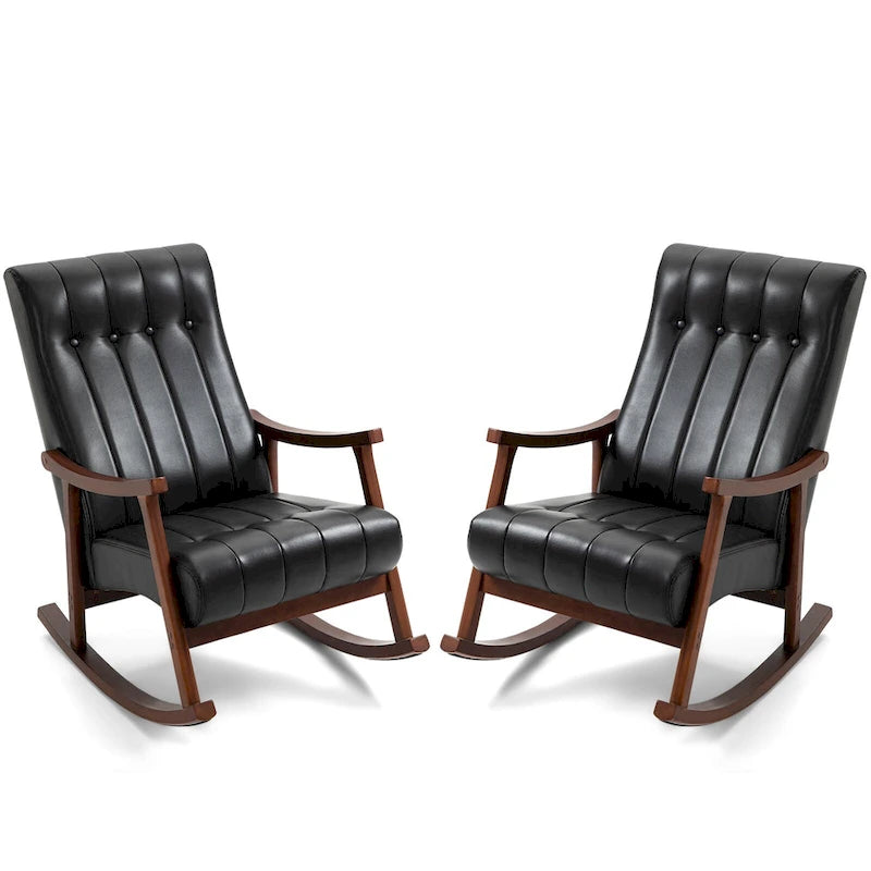 AVAWING Upholstered Rocking Chair ModernHighBackArmchair Set of 2