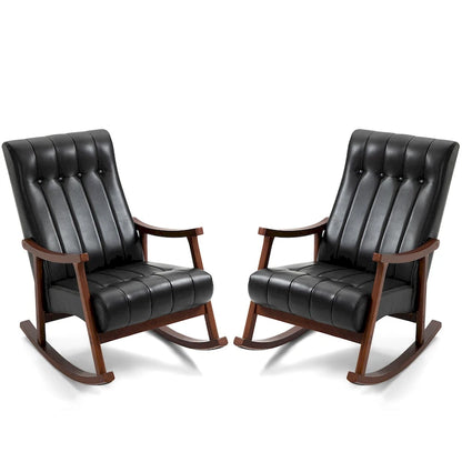 AVAWING Upholstered Rocking Chair ModernHighBackArmchair Set of 2
