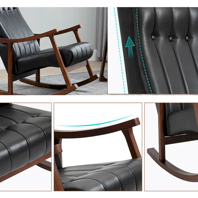 AVAWING Upholstered Rocking Chair ModernHighBackArmchair Set of 2