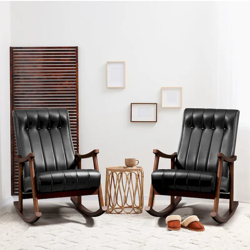 AVAWING Upholstered Rocking Chair ModernHighBackArmchair Set of 2