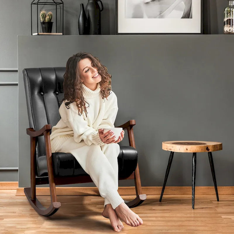 AVAWING Upholstered Rocking Chair ModernHighBackArmchair Set of 2