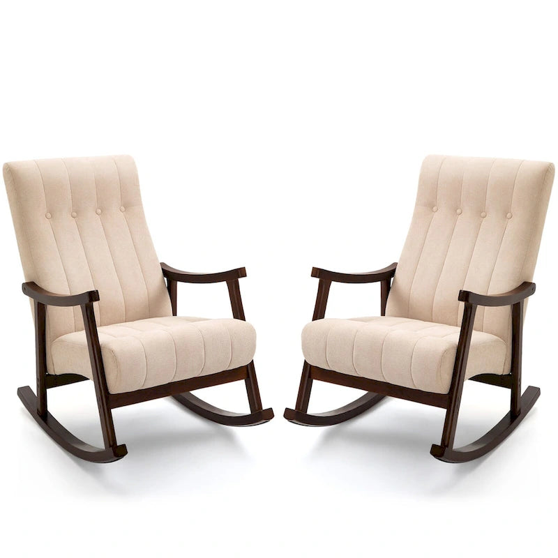 AVAWING Upholstered Rocking Chair ModernHighBackArmchair Set of 2