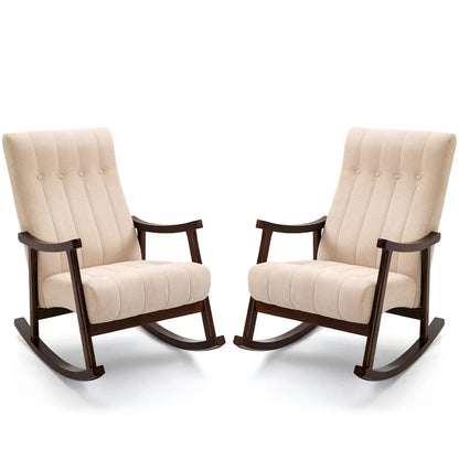AVAWING Upholstered Rocking Chair ModernHighBackArmchair Set of 2