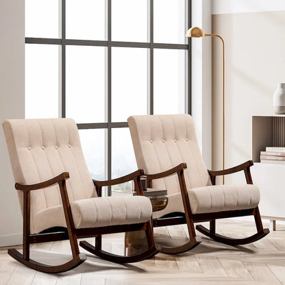 AVAWING Upholstered Rocking Chair ModernHighBackArmchair Set of 2