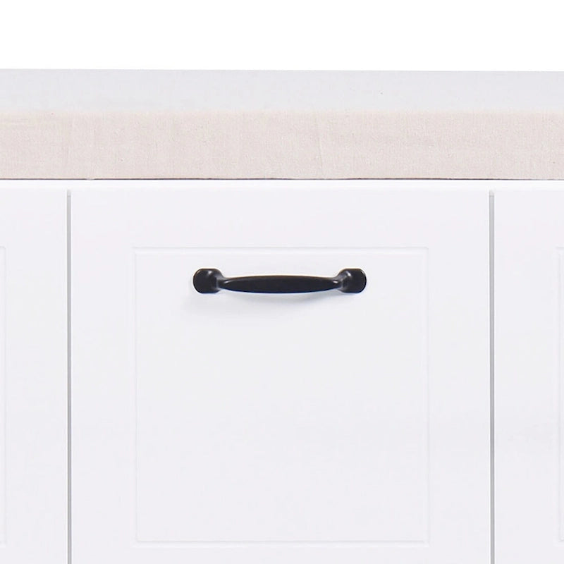 Minimalist Wooden Storage Bench with Seat Cushion, White