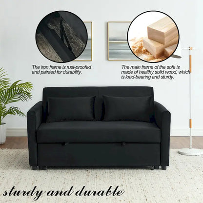 Convertible Sofa Bed, 3-In-1 Versatile Velvet Double Sofa With Pullout Bed
